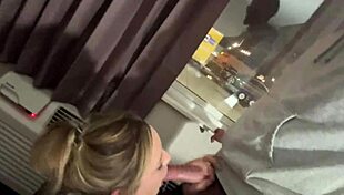 blowjob in hotel window with big cock