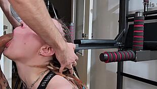 Muscular Man Fucks Submissive Slut Bent Over After Workout, Wet Pussy Better Than Cardio