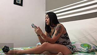 Amateur Colombian Couple In Close Up Exhibition