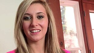 blonde teen lilly banks teases daddy by bending over in fishnets for big cock deepthroat and wet pussy fucking