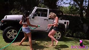 sizzling lesbians shy love and jenna foxx heat up the truck bed with muff diving and ass licking outdoors