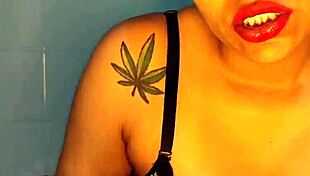 horny colombian playing with her dildo in a shower