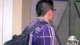 Young Exhibitionists Flash in Dorm Workout