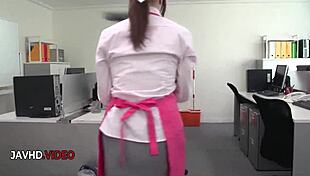 chihiro akino giving hardcore blowjob to office lady fans