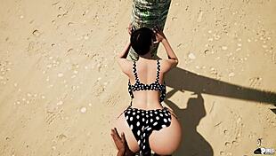 Curvy milf takes huge BBC on the beach intensely