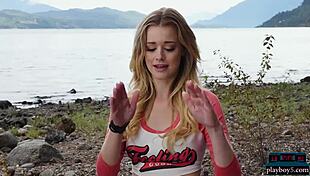 hey, check out this petite blonde milf from canada going nude outdoors for playboy 😍