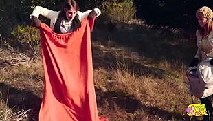 hey, that outdoor picnic turned into strapon lesbian sex!