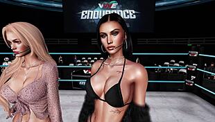 Virtual pro wrestling presents a bikini contest where skilled competitors engage in wrestling matches, showcasing their prowess in a competitive game