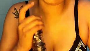 horny colombian playing with her dildo in a shower