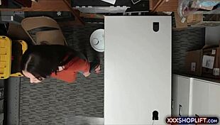 the cute brunette shoplifter teen gets caught and punished with a fuck