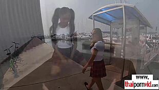 Cherry in Uniform Teased by Big White Dick