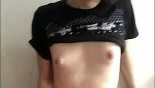 Cute transsexual girl moans during solo masturbation, reaching orgasm