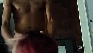 ebony bbw with big ass deepthroats big black cock intensely. she sucks it all off.