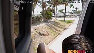 sexy engineer measures big things on bus