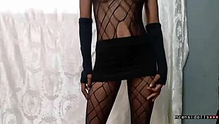 18-Year-Old Ebony Fucked in Fishnets