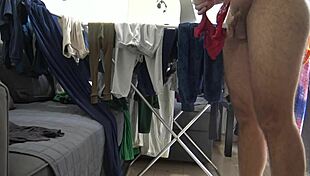Did you catch your stepson jerking his huge cock on your used lingerie?