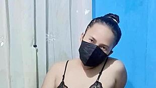 Indonesian girl masturbates to orgasm with dildo