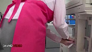 chihiro akino giving hardcore blowjob to office lady fans