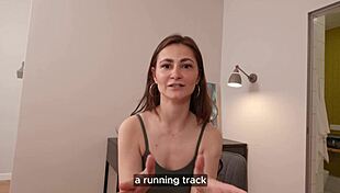 Shy teen girl fucked doggy style takes cum on tits