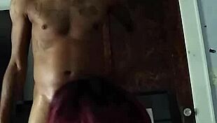 ebony bbw with big ass deepthroats big black cock intensely. she sucks it all off.