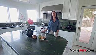 Busty Brunette MILF Step Mom Brooke Beretta Loves Fucking In The Kitchen With Young Guy