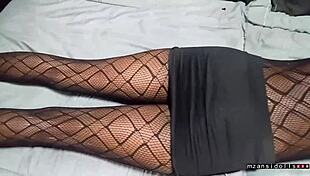 18-Year-Old Ebony Fucked in Fishnets
