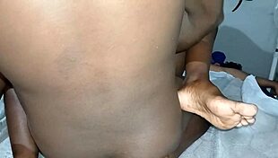 ebony slut takes two dicks spreading ass