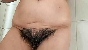 Stepmom bathes after hard fucking her latina pussy!