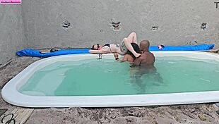 Pornstar With Tattoos Fucks Two Hotties By The Pool With Creampie Inside