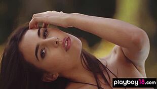 Petite teen Katrine Pirs strips naked, poses in outdoor pool!