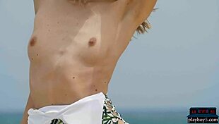 Italian petite model francy torino does outdoor striptease with ripped clothes