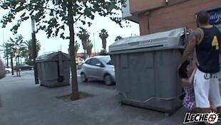 Beautiful young girl sucks nacho vidal's big cock on the street.