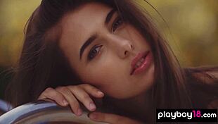 Petite teen Katrine Pirs strips naked, poses in outdoor pool!