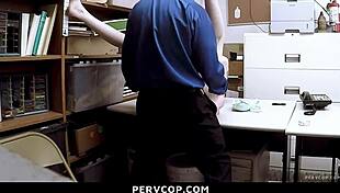 suspect caught shoplifting agrees to demands from pervcop in garage office to avoid criminal record