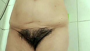 Stepmom bathes after hard fucking her latina pussy!