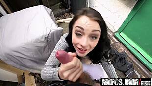 Does cute british alessa savage suck cock in public threesome?