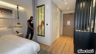 Horny Milf Nina Dolci Busted Bellboy Slow Stroking Cum On Tits