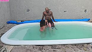 Pornstar With Tattoos Fucks Two Hotties By The Pool With Creampie Inside