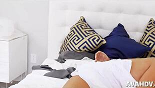 Whoa, check out this thick wife flaunting her huge jugs as a busty brunette milf mommy. 😍🍒