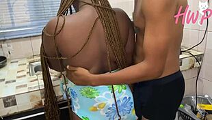 Big Ass African Maid Bent Over Fucks Boss's Huge Monster Cock Cowgirl Style. She Screams For Extra Money In Homemade Scene.