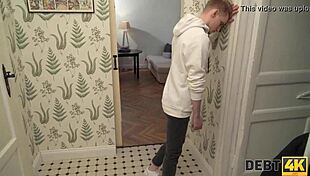 Russian Shopaholic Fucked by Debt Collector in Husband's Presence!