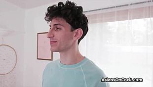 asian roommates perform a super sloppy blowjob and deepthroat for their cam show