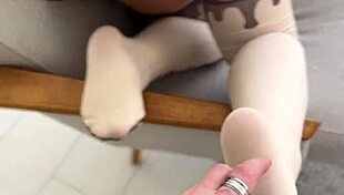 playing with my feet in stockings and nylon