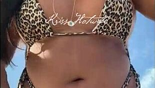 Married Prostitute Shows Tanned Ass In Bikini On Beach