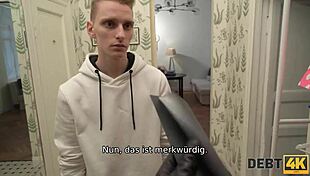 Russian Shopaholic Fucked by Debt Collector in Husband's Presence!