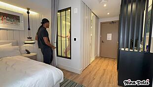 Horny Milf Nina Dolci Busted Bellboy Slow Stroking Cum On Tits