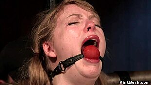 strapped and gagged participant experiences intense machine ride with whipping and bondage