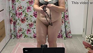 Big ass MILF shakes in panties on webcam