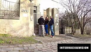 Bisexual Couple Enjoys Intense BBC Threesome with Deepthroat, Anal, and Doggystyle Action in Garage Setting