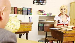 Farrah Fox bends over for doggystyle, sliding her wet pussy on the professor's monster cock.